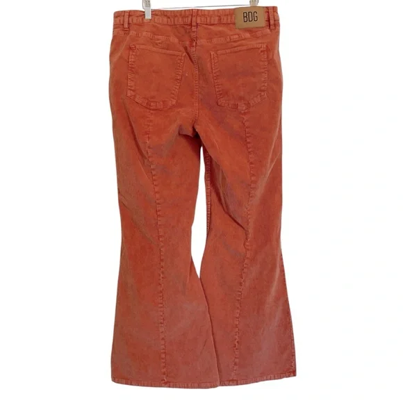 Urban Outfitters BDG Extreme Flare Corduroy Pants Women’s Sz 32 Tangerine Orange - Picture 7 of 16